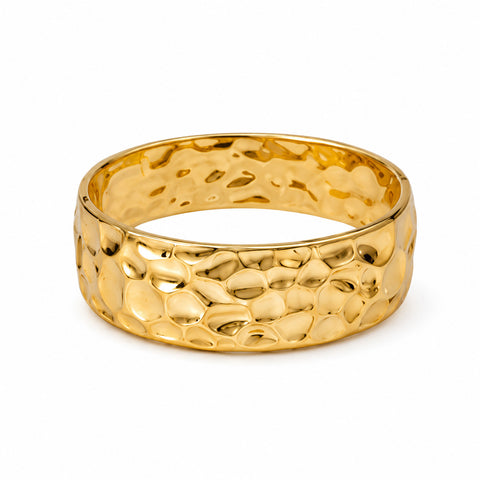 Hammered Gold Hinged Bangle