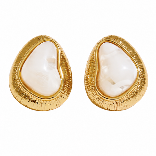 Organic Glow Cream cabochon earrings