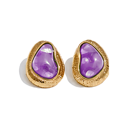 Organic Glow Purple cabochon earrings