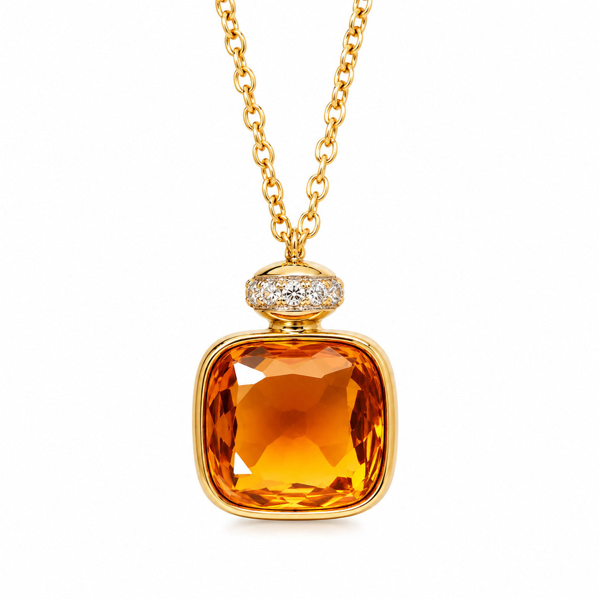 Gemma Amber Orange crystal-inlay gold-finished necklace