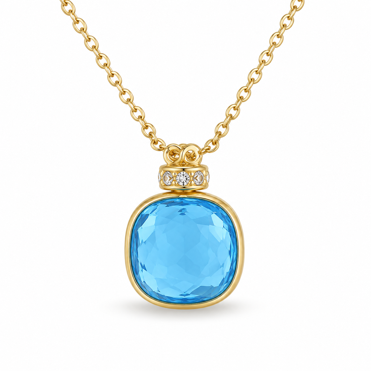 Gemma Aqua crystal-inlay gold-plated necklace