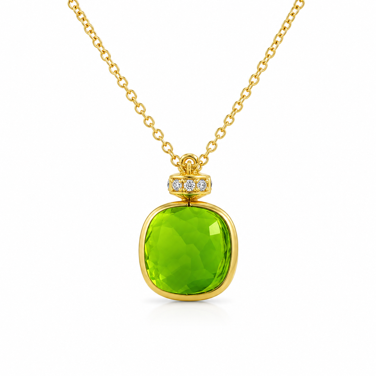 Gemma Lime Green crystal-inlay gold-plated necklace