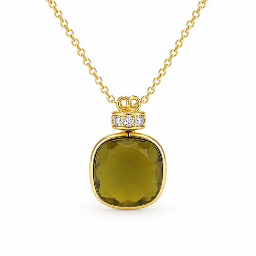 Gemma Olive crystal-inlay gold-plated necklace