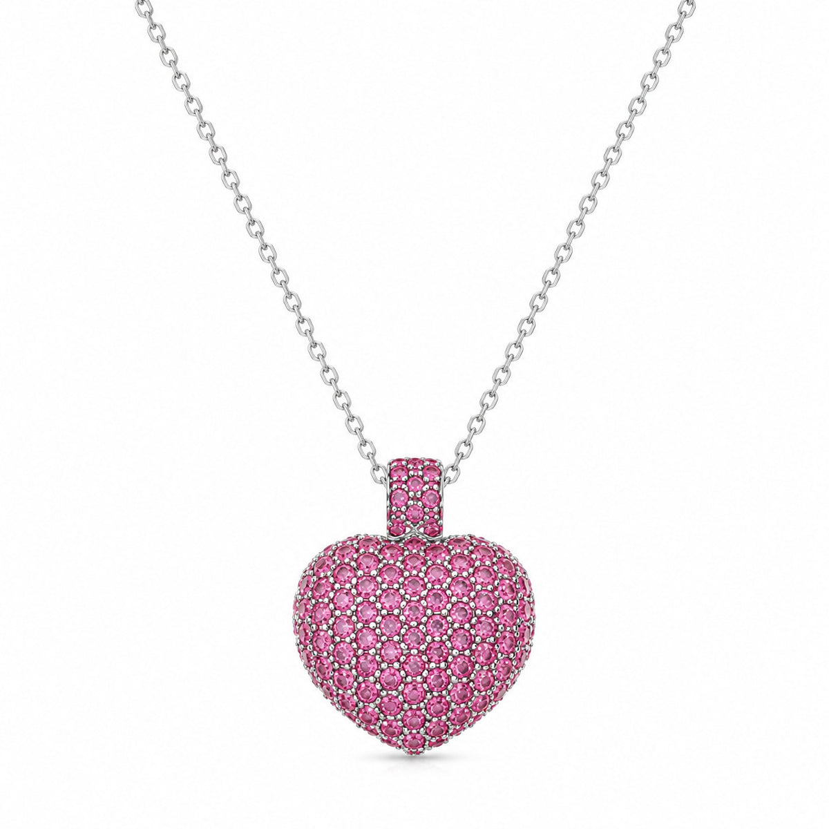 The Be Still Look: Be Still My Heart pink pendant in sterling silver