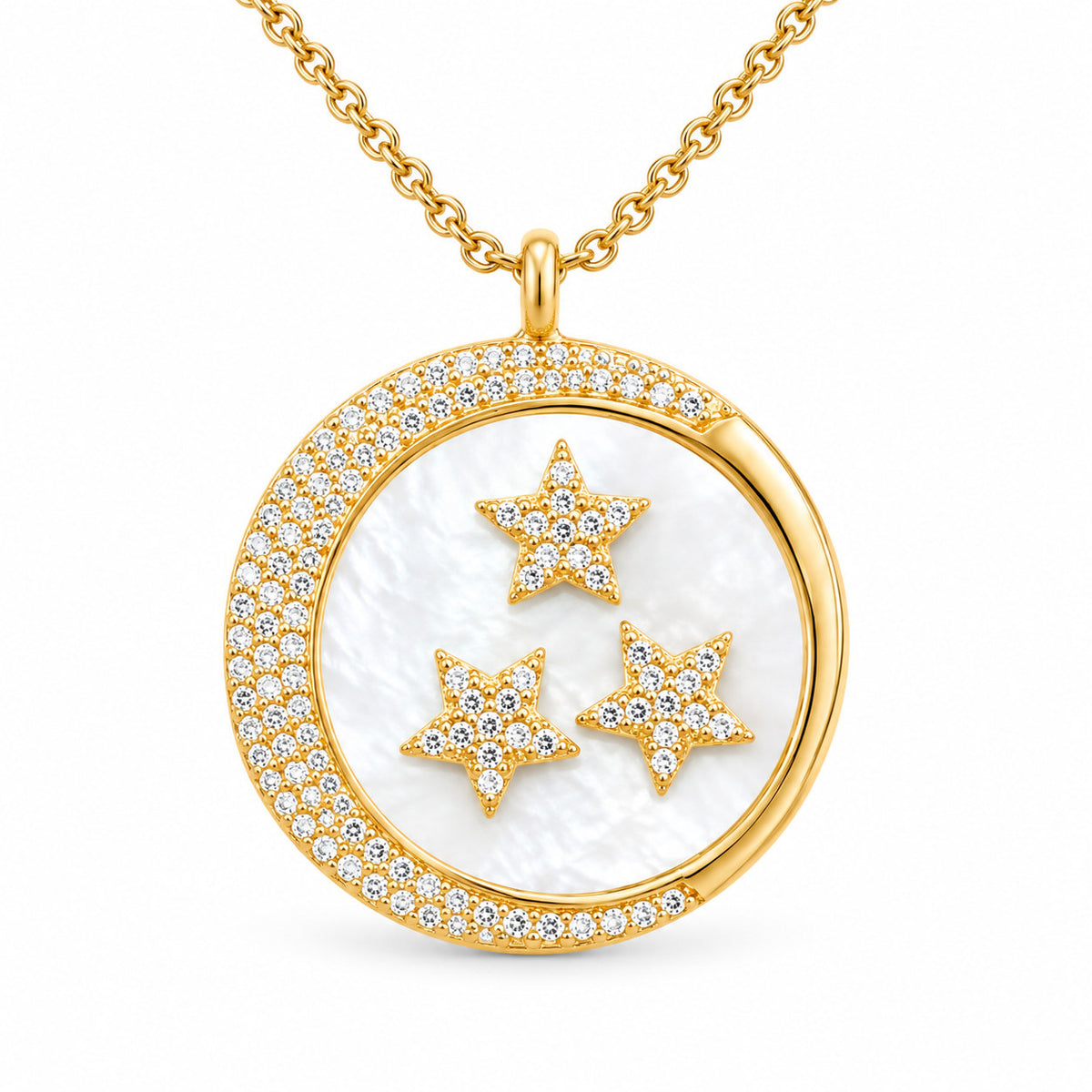 Rise & Shine shell-inlay medallion necklace