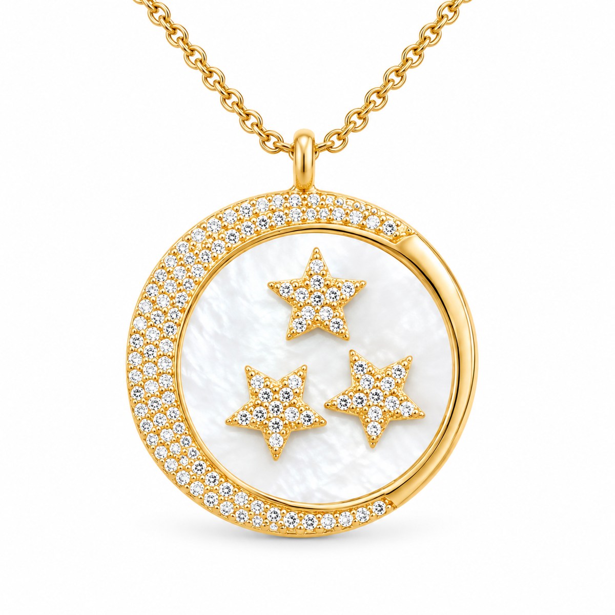 Rise & Shine shell-inlay medallion necklace