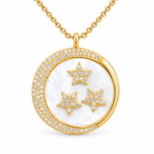 Rise & Shine shell-inlay medallion necklace