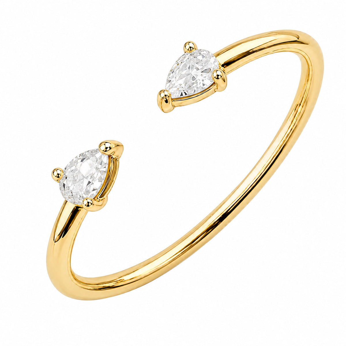 Pear Bypass ring: pear-cut simulated diamond on an open 18K gold bypass band | Boss Up Jewelry