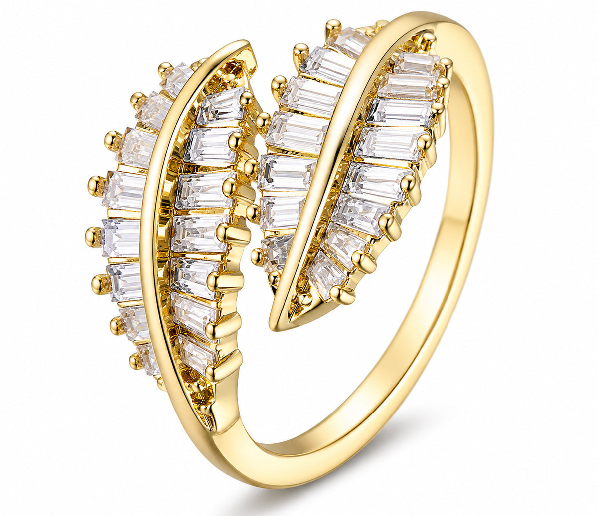 Laurel Wreath Two Leaf adjustable gold-finished ring