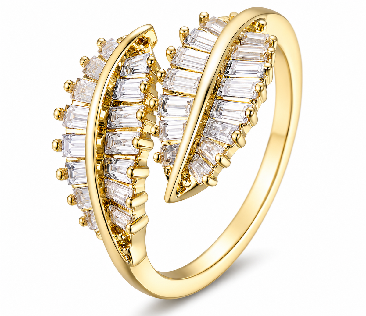 Laurel Wreath Two Leaf adjustable gold-plated ring