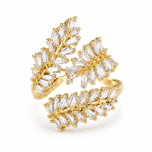 Laurel Wreath Three Leaf adjustable gold-plated ring