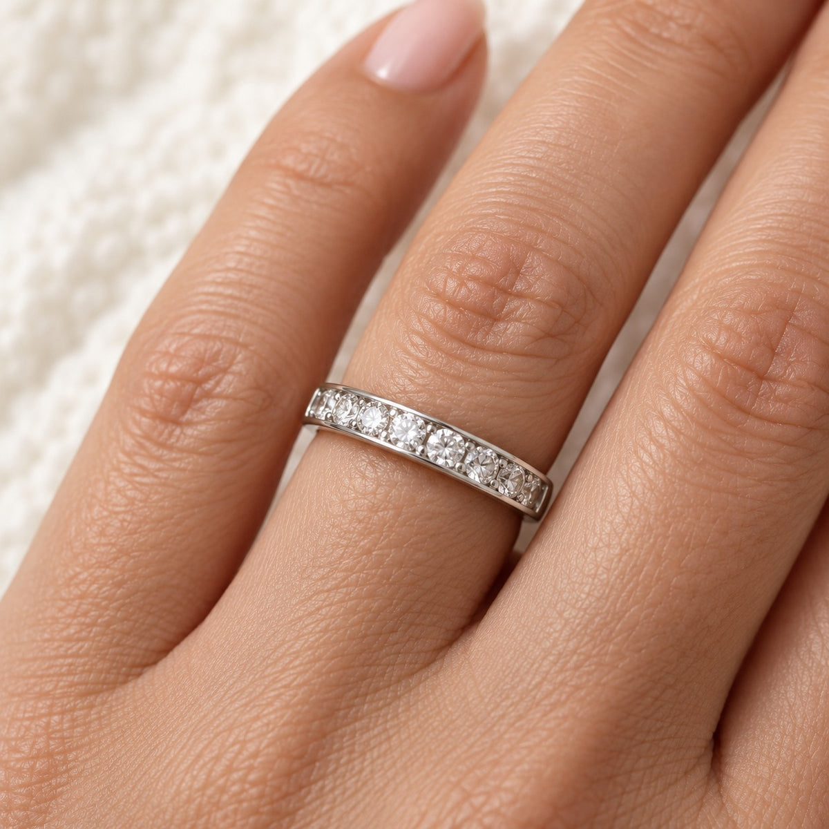 Straight Talk sterling silver band worn on the finger