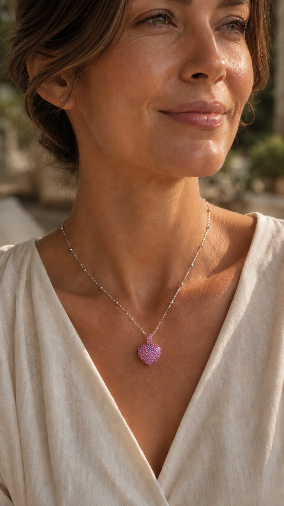 The Be Still Look: pendant worn