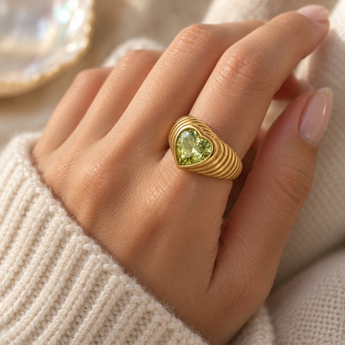 Sealed With a Heart Apple Green worn on the hand