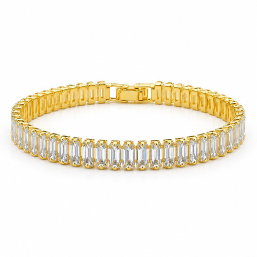 Straight A's clear baguette tennis bracelet | Boss Up Jewelry
