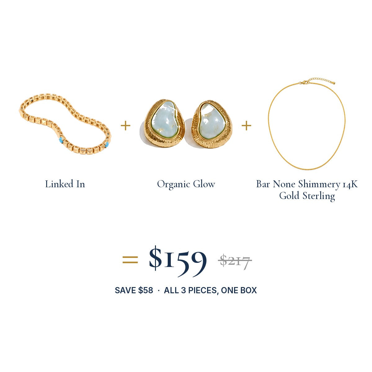 The True Blue Look: three pieces, one set price